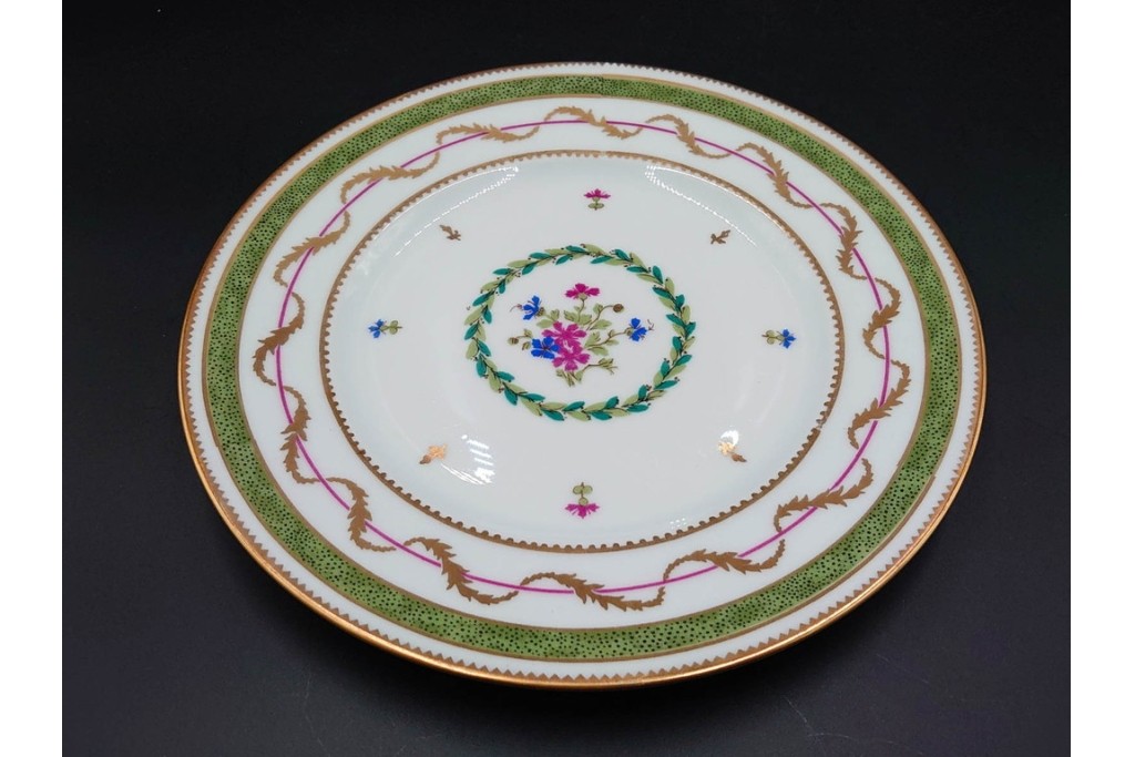 フランス　LIMOGES(リモージュ)　HAVILAND(アビランド)　Vieux Paris(ヴューパリ)　小花とリースが上品なトリオ4客セット　(R-085312)