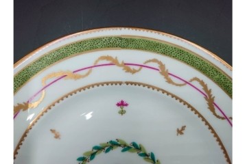 フランス　LIMOGES(リモージュ)　HAVILAND(アビランド)　Vieux Paris(ヴューパリ)　小花とリースが上品なトリオ4客セット　(R-085312)