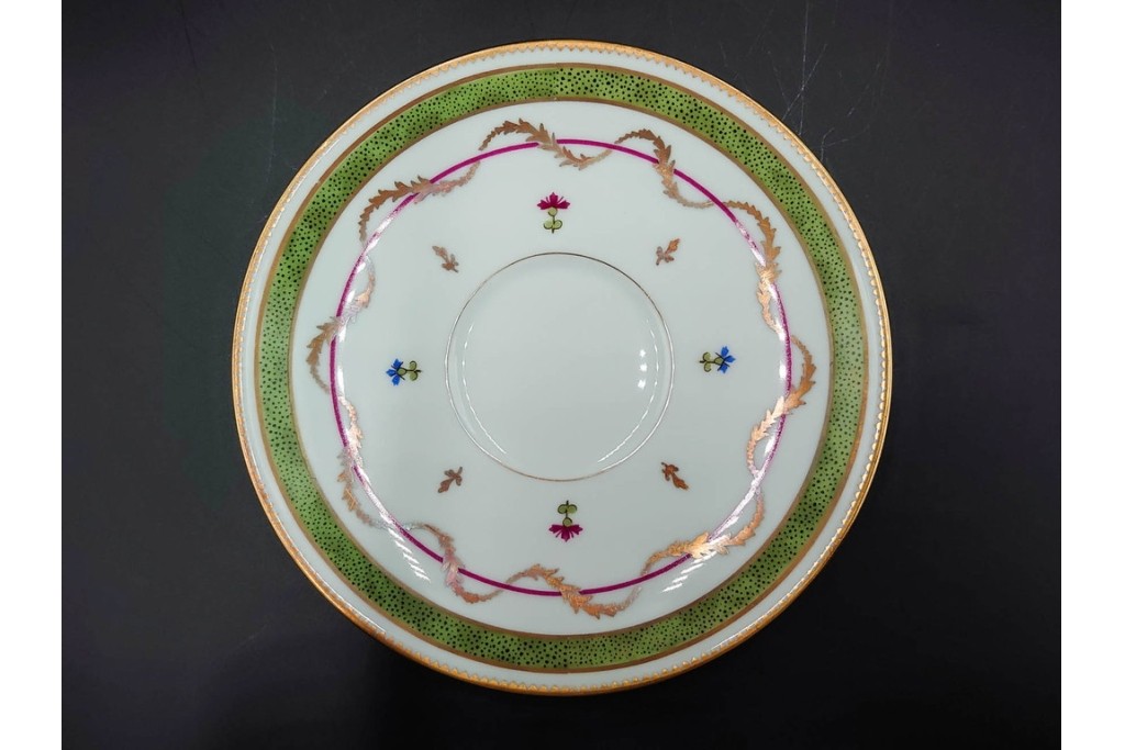 フランス　LIMOGES(リモージュ)　HAVILAND(アビランド)　Vieux Paris(ヴューパリ)　小花とリースが上品なトリオ4客セット　(R-085312)