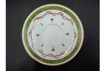 フランス　LIMOGES(リモージュ)　HAVILAND(アビランド)　Vieux Paris(ヴューパリ)　小花とリースが上品なトリオ4客セット　(R-085312)