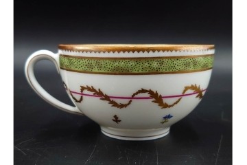 フランス　LIMOGES(リモージュ)　HAVILAND(アビランド)　Vieux Paris(ヴューパリ)　小花とリースが上品なトリオ4客セット　(R-085312)