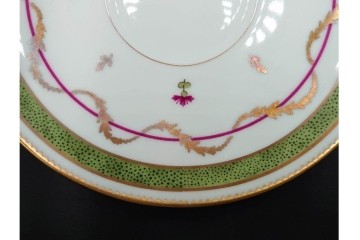 フランス　LIMOGES(リモージュ)　HAVILAND(アビランド)　Vieux Paris(ヴューパリ)　小花とリースが上品なトリオ4客セット　(R-085312)