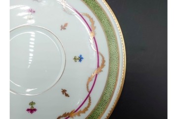 フランス　LIMOGES(リモージュ)　HAVILAND(アビランド)　Vieux Paris(ヴューパリ)　小花とリースが上品なトリオ4客セット　(R-085312)