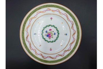 フランス　LIMOGES(リモージュ)　HAVILAND(アビランド)　Vieux Paris(ヴューパリ)　小花とリースが上品なトリオ4客セット　(R-085312)