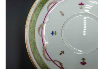 フランス　LIMOGES(リモージュ)　HAVILAND(アビランド)　Vieux Paris(ヴューパリ)　小花とリースが上品なトリオ4客セット　(R-085312)