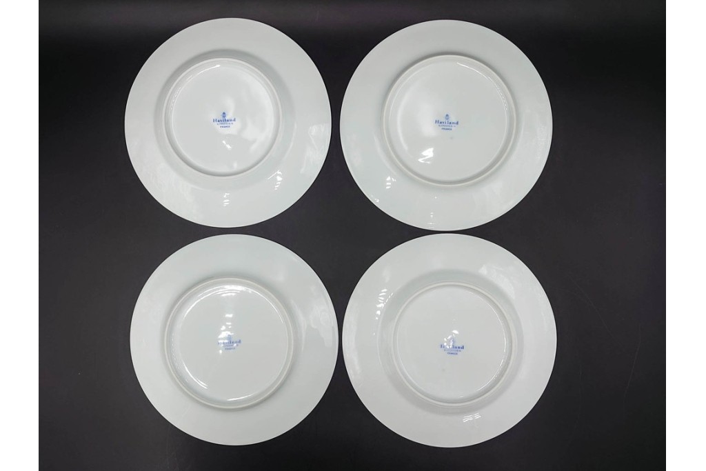 フランス　LIMOGES(リモージュ)　HAVILAND(アビランド)　Vieux Paris(ヴューパリ)　小花とリースが上品なトリオ4客セット　(R-085313)