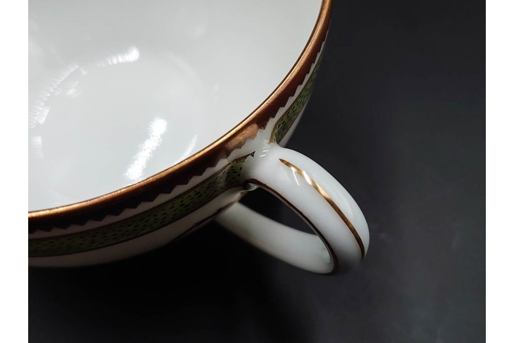 フランス　LIMOGES(リモージュ)　HAVILAND(アビランド)　Vieux Paris(ヴューパリ)　小花とリースが上品なトリオ4客セット　(R-085313)