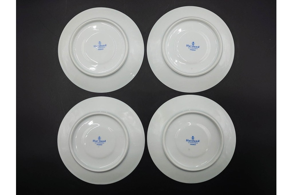フランス　LIMOGES(リモージュ)　HAVILAND(アビランド)　Vieux Paris(ヴューパリ)　小花とリースが上品なトリオ4客セット　(R-085313)