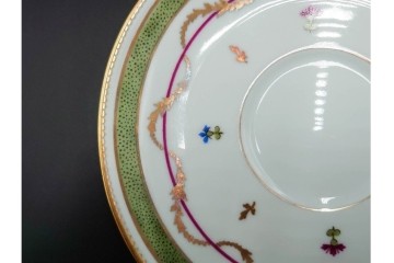 フランス　LIMOGES(リモージュ)　HAVILAND(アビランド)　Vieux Paris(ヴューパリ)　小花とリースが上品なトリオ4客セット　(R-085313)