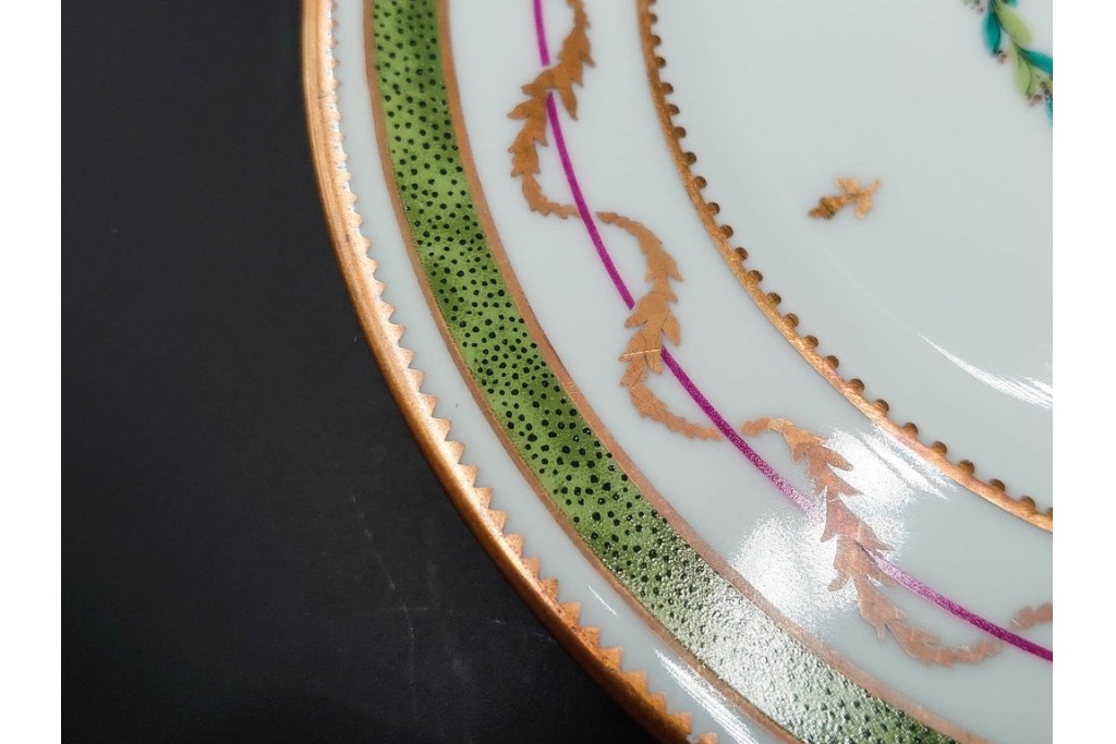 フランス　LIMOGES(リモージュ)　HAVILAND(アビランド)　Vieux Paris(ヴューパリ)　小花とリースが上品なトリオ4客セット　(R-085313)