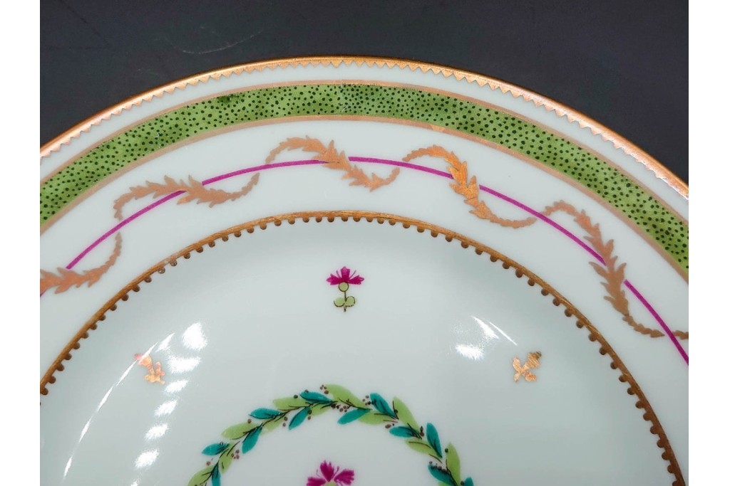 フランス　LIMOGES(リモージュ)　HAVILAND(アビランド)　Vieux Paris(ヴューパリ)　小花とリースが上品なトリオ4客セット　(R-085313)