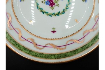 フランス　LIMOGES(リモージュ)　HAVILAND(アビランド)　Vieux Paris(ヴューパリ)　小花とリースが上品なトリオ4客セット　(R-085313)