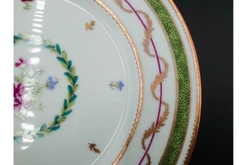 フランス　LIMOGES(リモージュ)　HAVILAND(アビランド)　Vieux Paris(ヴューパリ)　小花とリースが上品なトリオ4客セット　(R-085313)