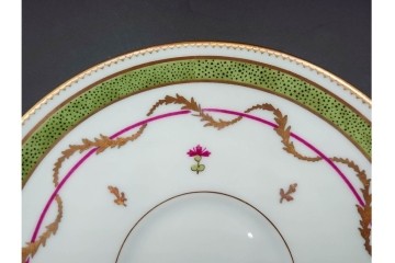 フランス　LIMOGES(リモージュ)　HAVILAND(アビランド)　Vieux Paris(ヴューパリ)　小花とリースが上品なトリオ4客セット　(R-085313)