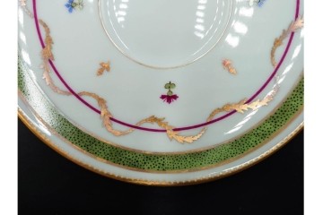 フランス　LIMOGES(リモージュ)　HAVILAND(アビランド)　Vieux Paris(ヴューパリ)　小花とリースが上品なトリオ4客セット　(R-085313)