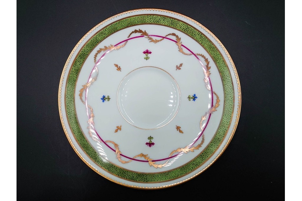 フランス　LIMOGES(リモージュ)　HAVILAND(アビランド)　Vieux Paris(ヴューパリ)　小花とリースが上品なトリオ4客セット　(R-085313)