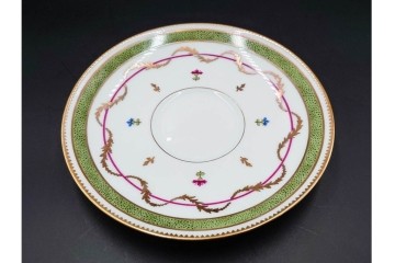 フランス　LIMOGES(リモージュ)　HAVILAND(アビランド)　Vieux Paris(ヴューパリ)　小花とリースが上品なトリオ4客セット　(R-085313)