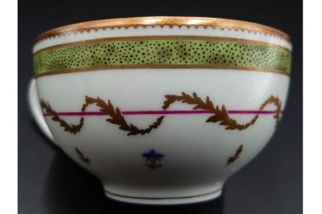 フランス　LIMOGES(リモージュ)　HAVILAND(アビランド)　Vieux Paris(ヴューパリ)　小花とリースが上品なトリオ4客セット　(R-085313)