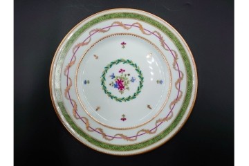 フランス　LIMOGES(リモージュ)　HAVILAND(アビランド)　Vieux Paris(ヴューパリ)　小花とリースが上品なトリオ4客セット　(R-085313)