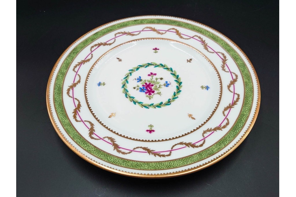 フランス　LIMOGES(リモージュ)　HAVILAND(アビランド)　Vieux Paris(ヴューパリ)　小花とリースが上品なトリオ4客セット　(R-085313)