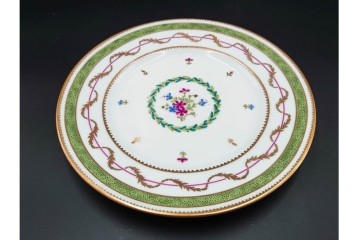 フランス　LIMOGES(リモージュ)　HAVILAND(アビランド)　Vieux Paris(ヴューパリ)　小花とリースが上品なトリオ4客セット　(R-085313)