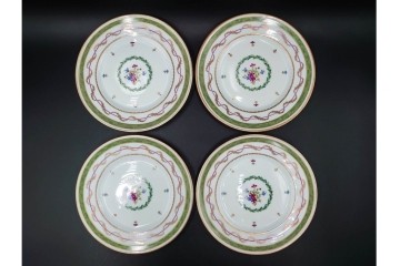 フランス　LIMOGES(リモージュ)　HAVILAND(アビランド)　Vieux Paris(ヴューパリ)　小花とリースが上品なトリオ4客セット　(R-085313)