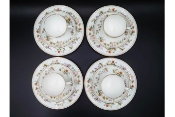 イギリス　WEDGWOOD(ウェッジウッド)　ミラベル　可憐な花模様が食卓を彩るトリオ4客セット　(R-085314)