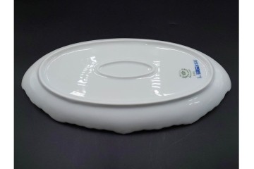 デンマーク製　ROYAL COPENHAGEN(ロイヤルコペンハーゲン)　ブルーフルーテッド プレイン プリンセス　ハイハンドルカップ&ソーサー・ラウンドディッシュ2点・ピックルディッシュセット　(R-085315)