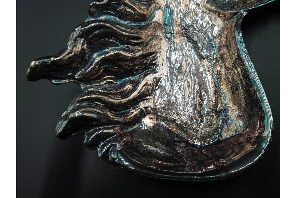 スペイン　VARO,S.A. VALENTI(バロッサバレンティ)　馬とユニコーンをかたどった金属製のトレイ・プレート・栓抜き3点セット　外箱付き　(R-085316)