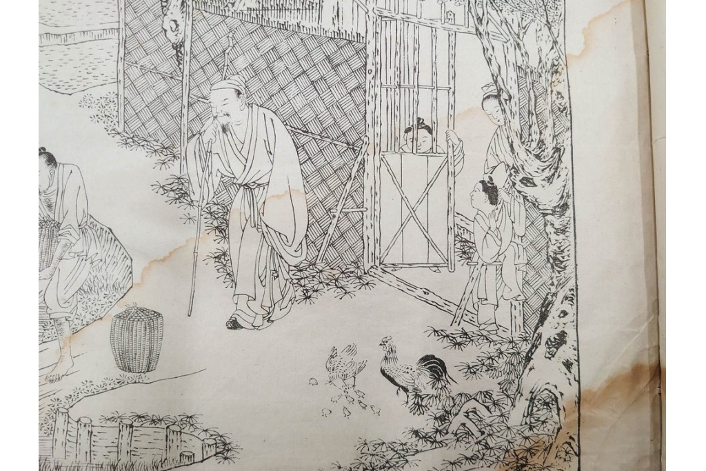 明治　東陽堂発行　「佩文斎耕織図」　木版　全46図揃　(R-085317)