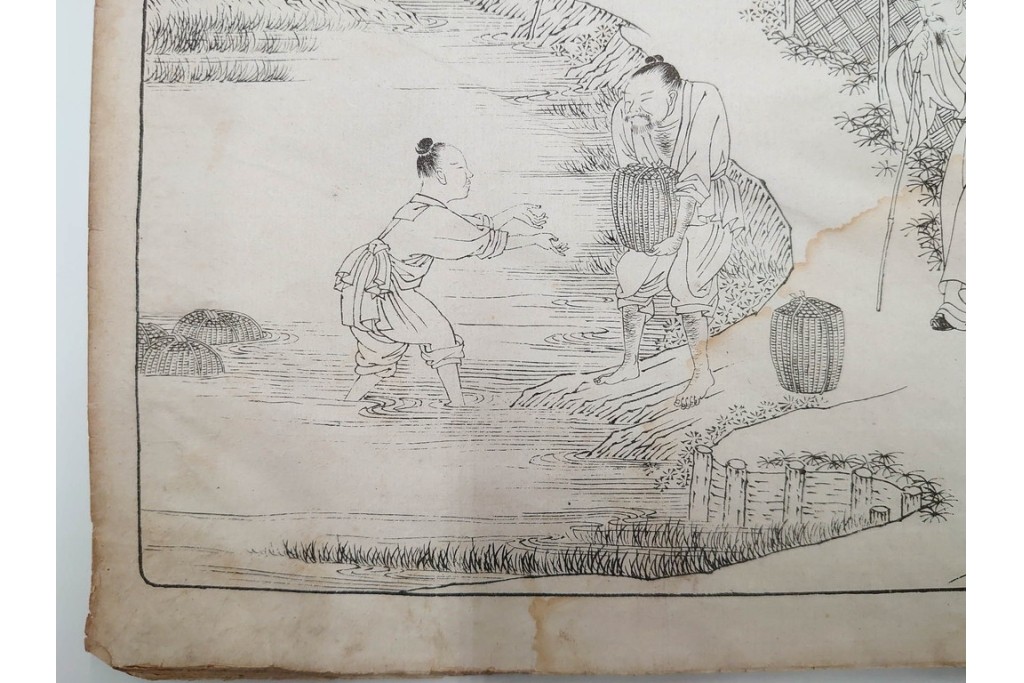 明治　東陽堂発行　「佩文斎耕織図」　木版　全46図揃　(R-085317)