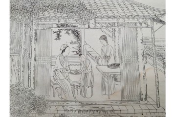 明治　東陽堂発行　「佩文斎耕織図」　木版　全46図揃　(R-085317)