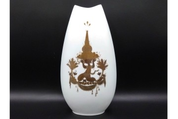 ドイツ製　Rosenthal(ローゼンタール)　QUATRE COULEURS　ビョルン・ヴィンブラッド　高さ約45㎝　金彩が美しい花瓶　(R-085318)