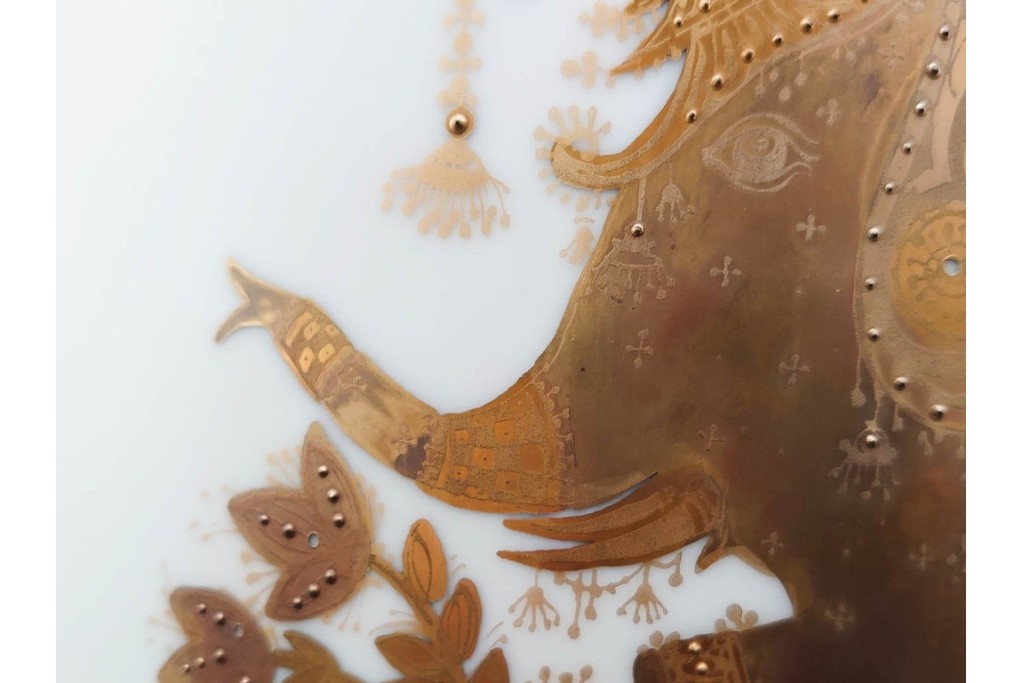 ドイツ製　Rosenthal(ローゼンタール)　QUATRE COULEURS　ビョルン・ヴィンブラッド　高さ約45㎝　金彩が美しい花瓶　(R-085318)