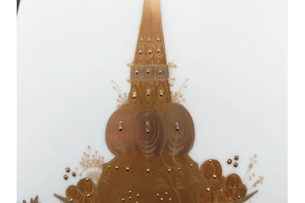 ドイツ製　Rosenthal(ローゼンタール)　QUATRE COULEURS　ビョルン・ヴィンブラッド　高さ約45㎝　金彩が美しい花瓶　(R-085318)