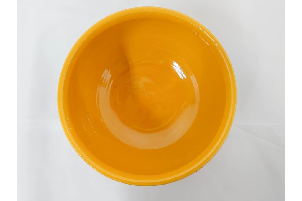 平安大示(手塚大示)　京焼　黄交趾荒磯の意匠が印象的な水指　共箱付き　(R-085320)