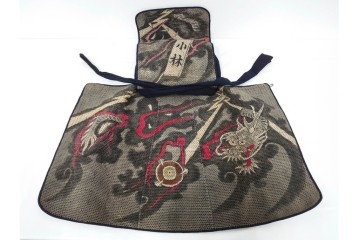 明治期　刺し子　迫力ある龍図が印象的な火消頭巾　(R-085321)