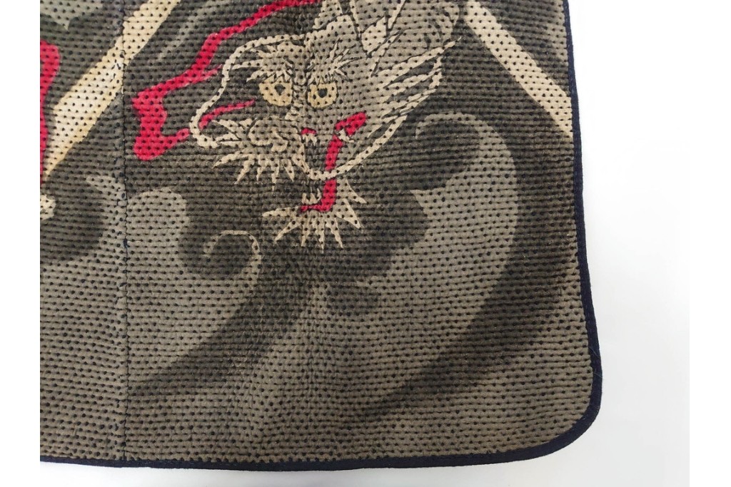 明治期　刺し子　迫力ある龍図が印象的な火消頭巾　(R-085321)