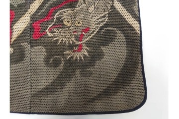 明治期　刺し子　迫力ある龍図が印象的な火消頭巾　(R-085321)