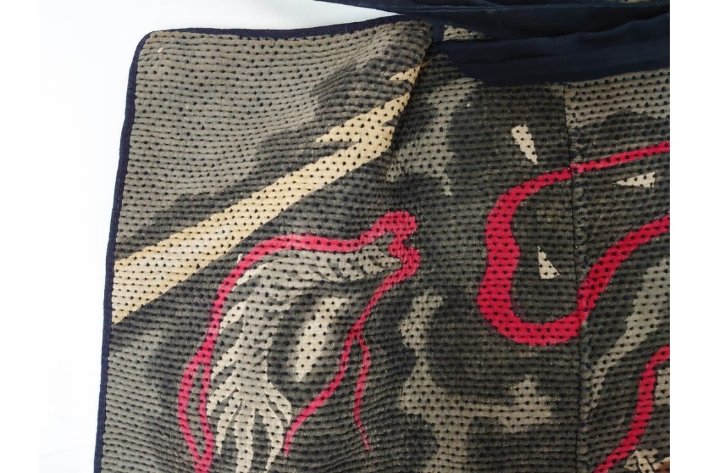 明治期　刺し子　迫力ある龍図が印象的な火消頭巾　(R-085321)