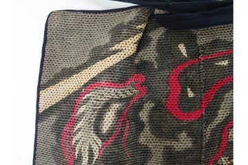 明治期　刺し子　迫力ある龍図が印象的な火消頭巾　(R-085321)