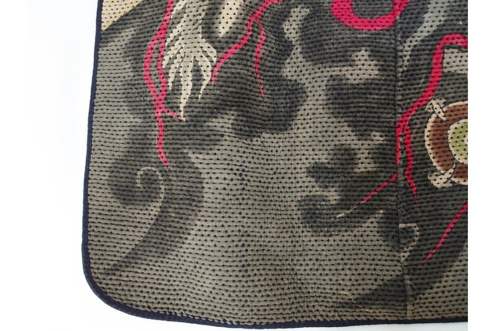 明治期　刺し子　迫力ある龍図が印象的な火消頭巾　(R-085321)