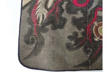 明治期　刺し子　迫力ある龍図が印象的な火消頭巾　(R-085321)