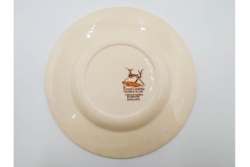 イギリスヴィンテージ　Susie Cooper(スージークーパー)　ツーリーフ　カップ&ソーサー・トリオ・プレート・トレイ　淡いピンクが可愛らしい洋食器セット　　(R-085322)