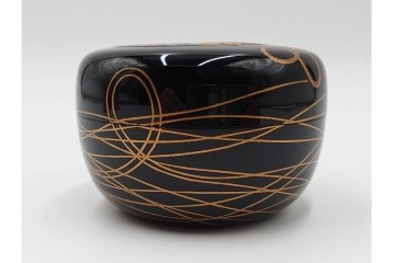 加賀蒔絵　漆芸　内梨地　螺鈿が華やかに輝く薬玉之図の棗　共箱付き　(R-085326)