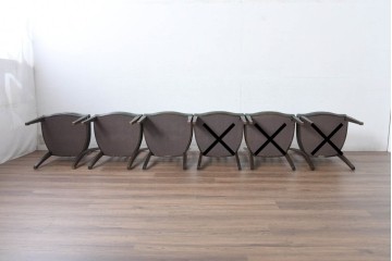 中古　美品　カリモク家具　domani(ドマーニ)　QUEENS LIFE(クイーンズライフ)　本革　上品なクラシカル装飾が映えるダイニングチェア3脚　セット現行定価約66万円相当　(R-085331)