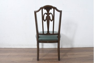 中古　美品　カリモク家具　domani(ドマーニ)　QUEENS LIFE(クイーンズライフ)　本革　上品なクラシカル装飾が映えるダイニングチェア3脚　セット現行定価約66万円相当　(R-085331)