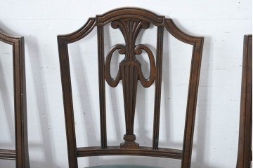 中古　美品　カリモク家具　domani(ドマーニ)　QUEENS LIFE(クイーンズライフ)　本革　上品なクラシカル装飾が映えるダイニングチェア3脚　セット現行定価約66万円相当　(R-085331)