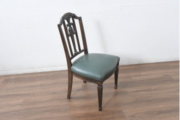 中古　美品　カリモク家具　domani(ドマーニ)　QUEENS LIFE(クイーンズライフ)　本革　上品なクラシカル装飾が映えるダイニングチェア3脚　セット現行定価約66万円相当　(R-085331)