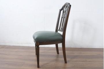 中古　美品　カリモク家具　domani(ドマーニ)　QUEENS LIFE(クイーンズライフ)　本革　上品なクラシカル装飾が映えるダイニングチェア3脚　セット現行定価約66万円相当　(R-085331)